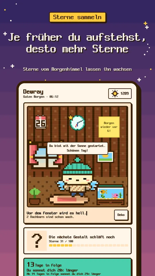 Je früher du aufstehst, desto mehr Sterne — Sterne vom Morgenhimmel lassen ihn wachsen