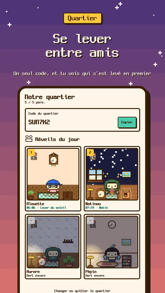 Se lever entre amis — Un seul code, et tu vois qui s’est levé en premier